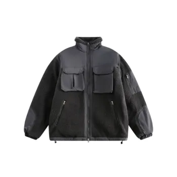 Splicing Stand Collar Cotton Coat