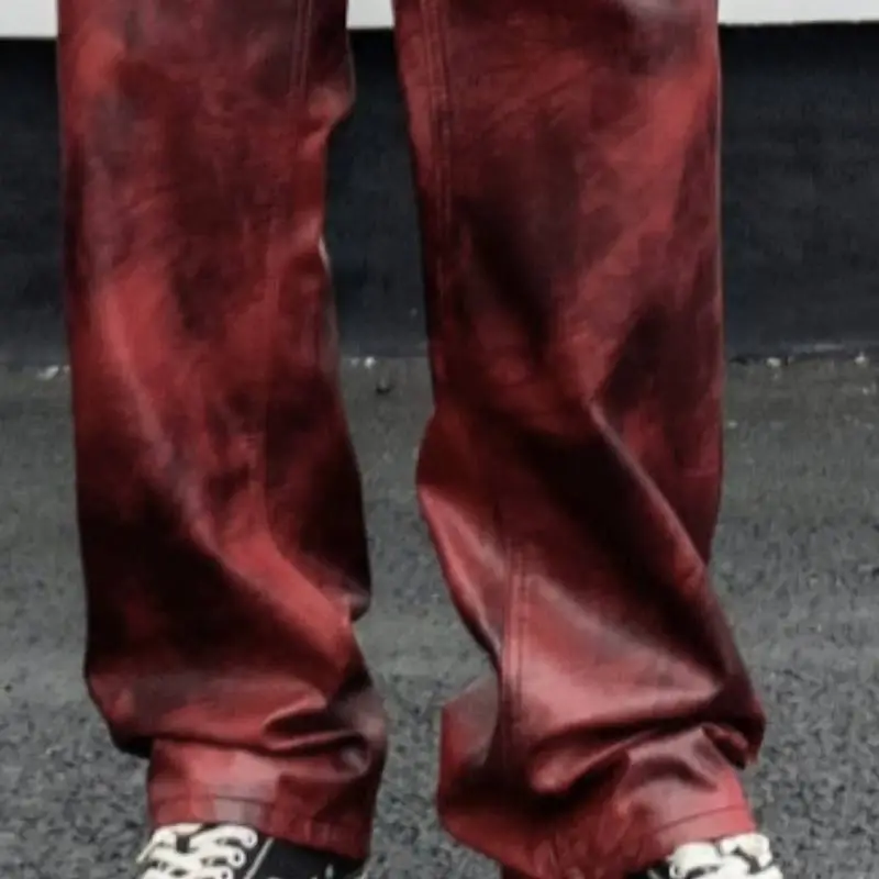 Fashion Loose Leather Pants-4