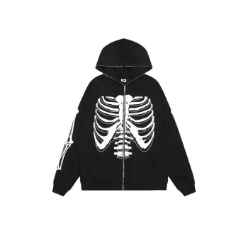 Loose Skull Print Hoodie Jacket