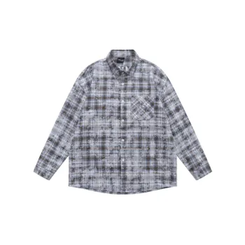 Street Embroidered  Checked Fabric Shirt