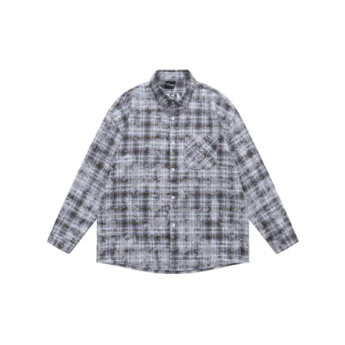 Street Embroidered  Checked Fabric Shirt