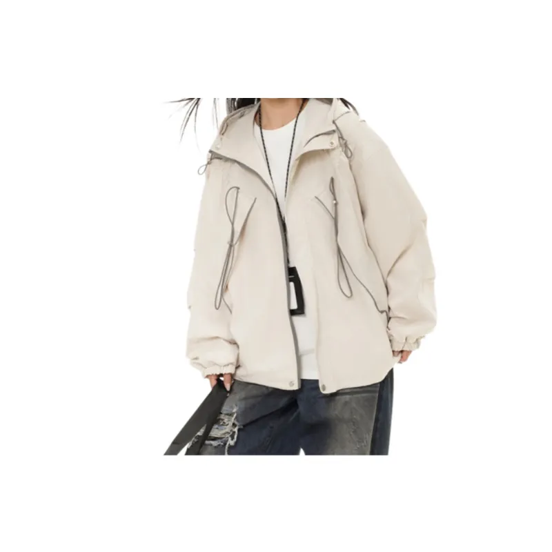 Sporty Loose Blended Synthetic Fabrics Outdoor Jacket-2