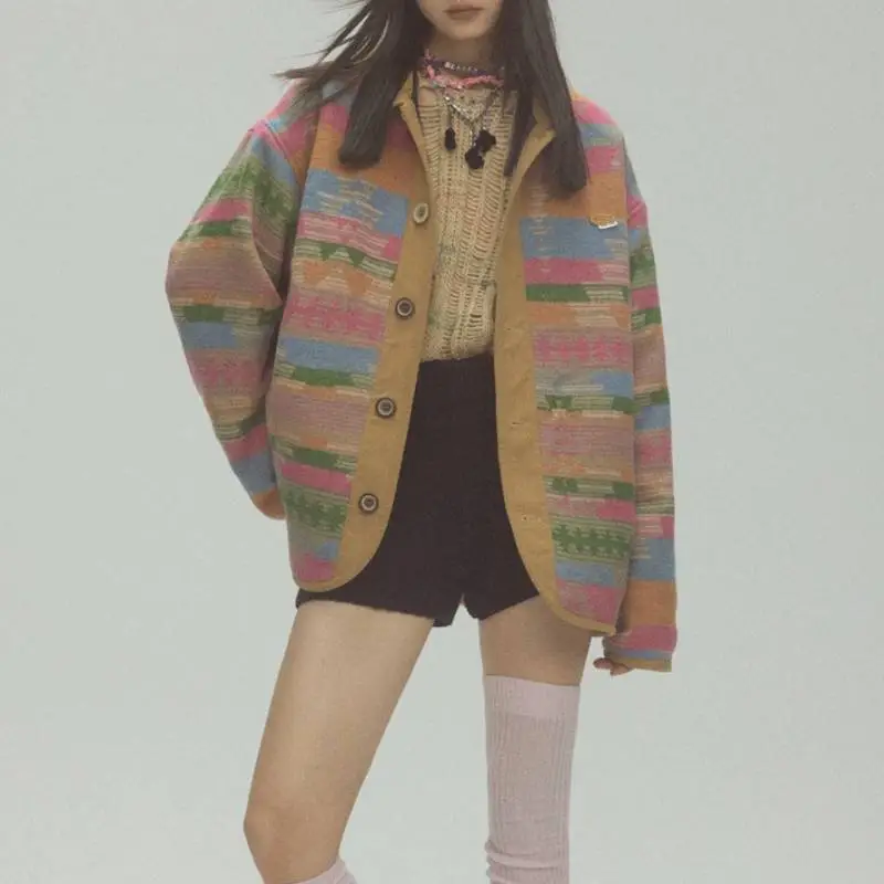 Retro Preppy Woolen Fabric Jacket-2