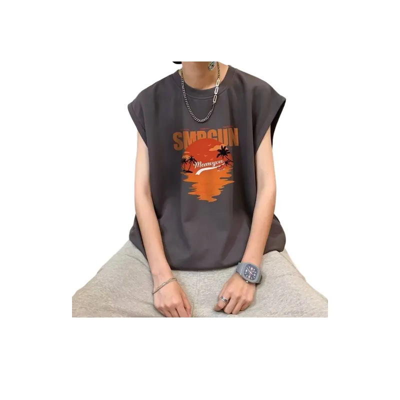 Pure Cotton Printed Trendy Loose Vest-3