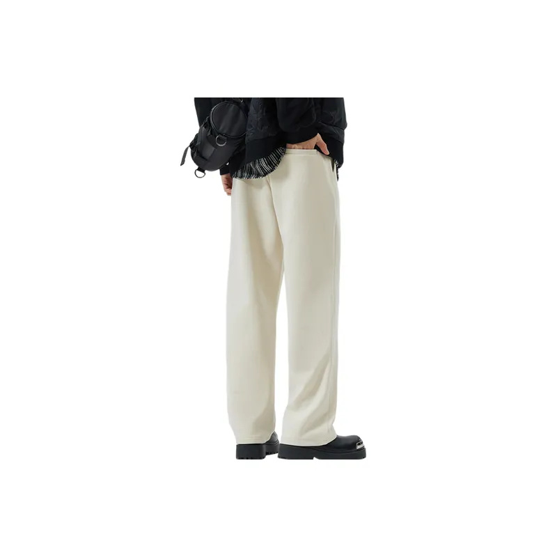 Simple Loose Blended Synthetic Fabrics Suit Trousers-5