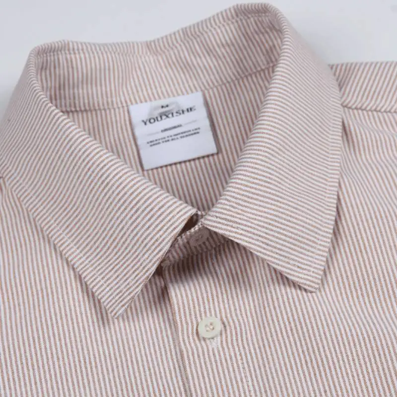 Fashionable Striped Cotton Blended Fabric Shirt-4