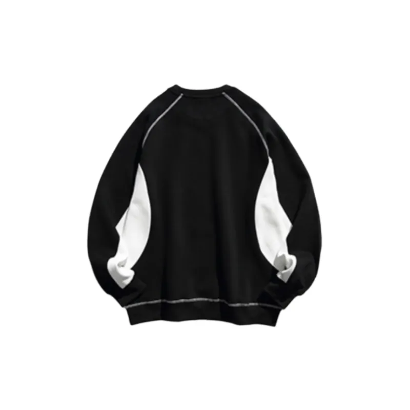 Velvet Raglan Sleeve Color Matching Printed Round Neck Pullover Sweatshirt-9