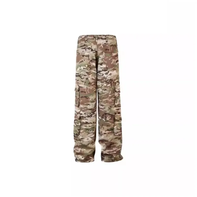 Casual Straight Blended Synthetic Fabrics Cargo Pants-1