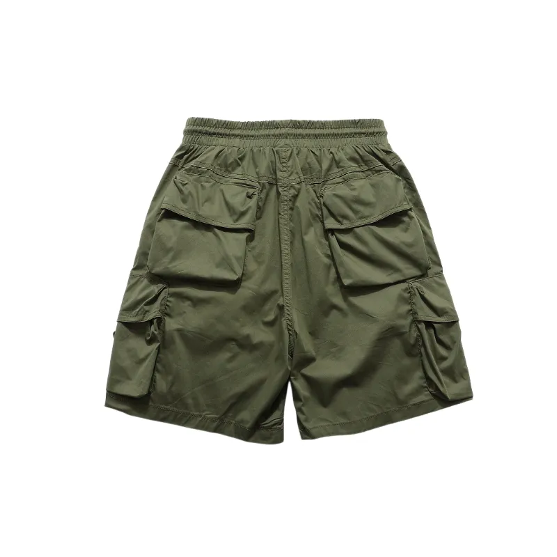 Casual Loose Blended Synthetic Fabrics Cargo Shorts-3
