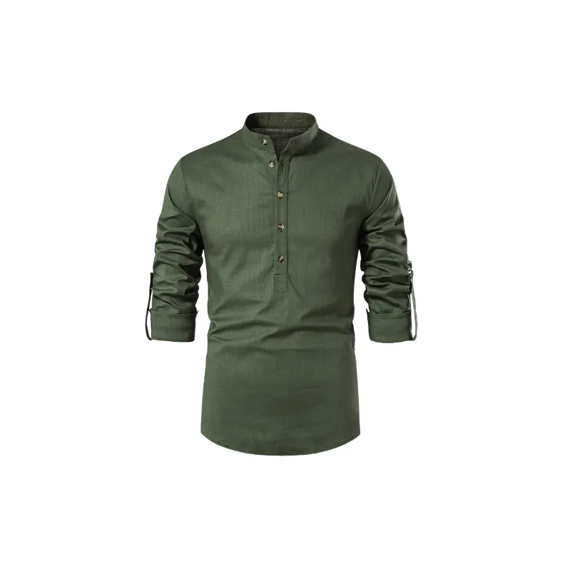 Fashionable Plain Cotton Blended Fabric Shirt-4