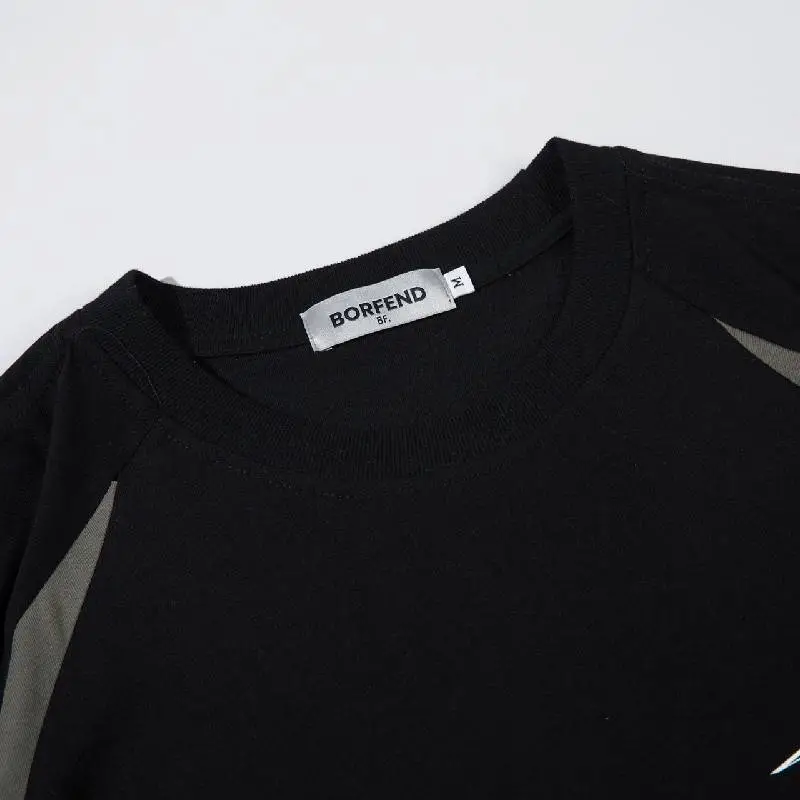 Contrast Color Loose Cotton T Shirt Unisex-2
