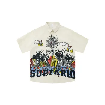 Retro Oil Paint short sleeved Shirt