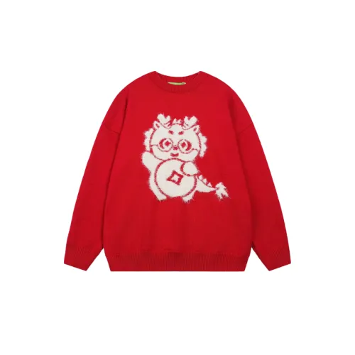 Street Flocking Cartoon Round Neck Sweater