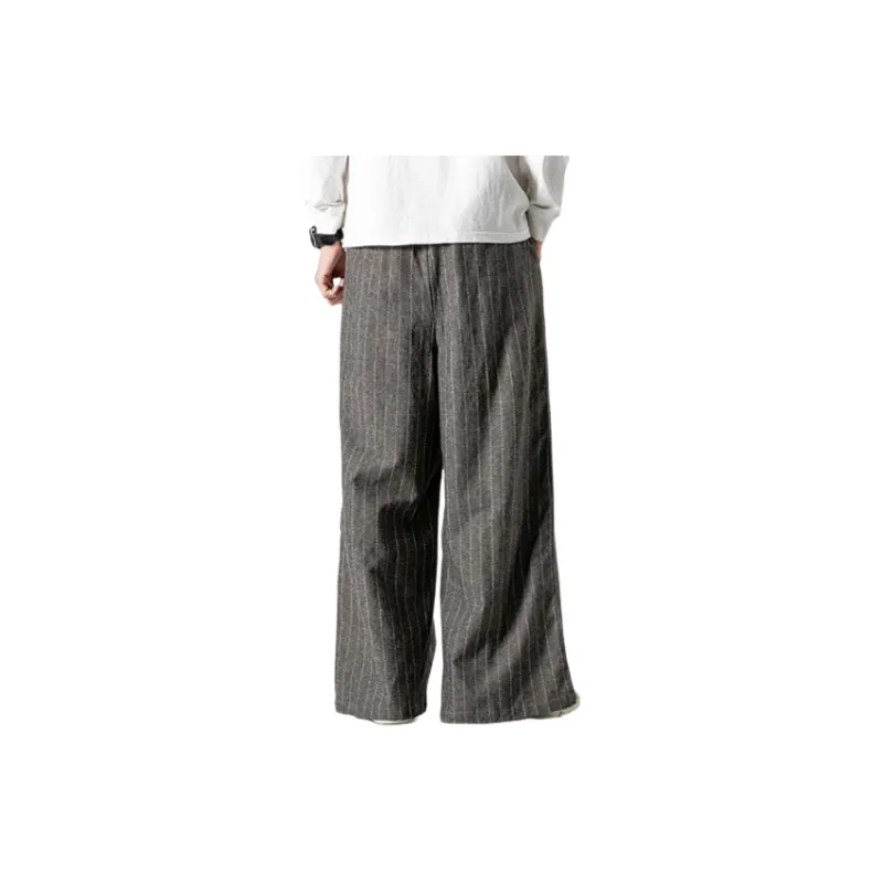 Loose Striped Cotton Casual Pants-5