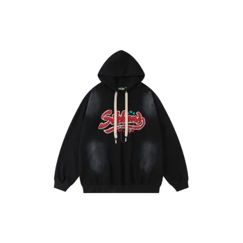 New Retro Pic Embroidery Heavy Wash Damaged Sweater