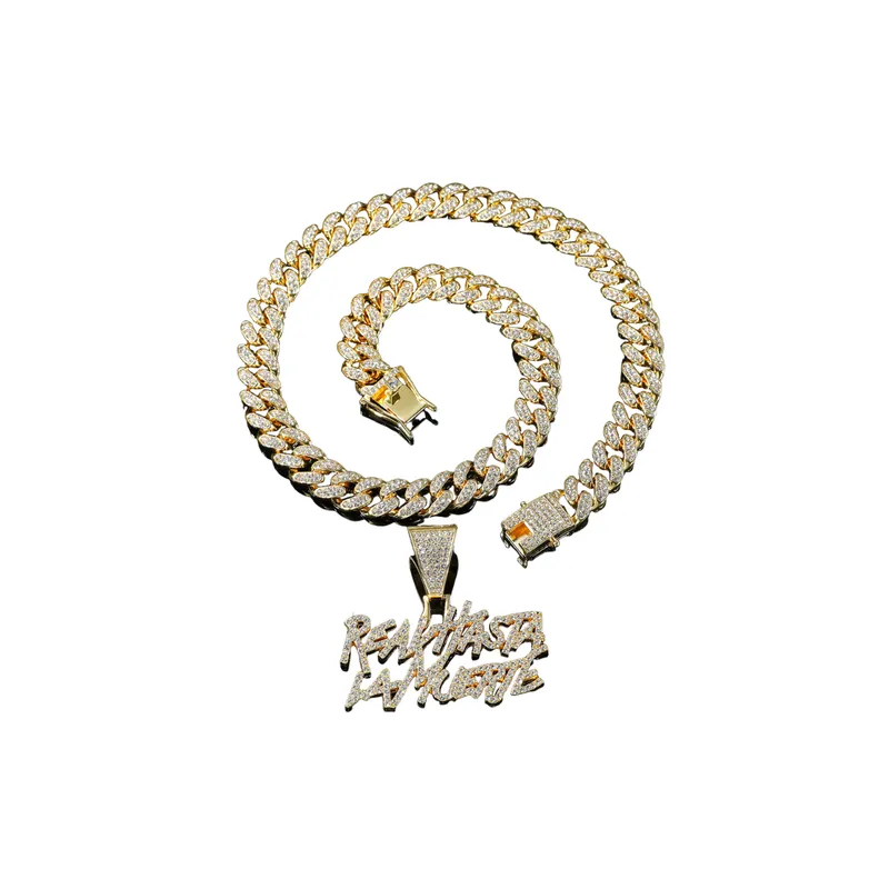 Alloy Diamond Letter Pendant Necklace-0