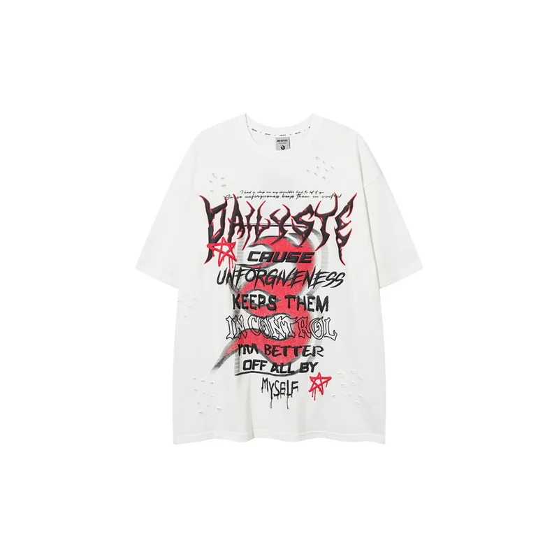 Gothic Letter Print Short Sleeve T Shirt