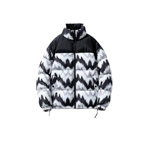 Fabric Snow Mountain Pattern Embroidered Vertical Collar Thickened Cotton Coat