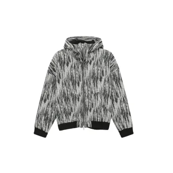 New Arrival Distressed Tie Dye Hooded Lamb Wool Fleece Lifted Collar Cotton Jacket