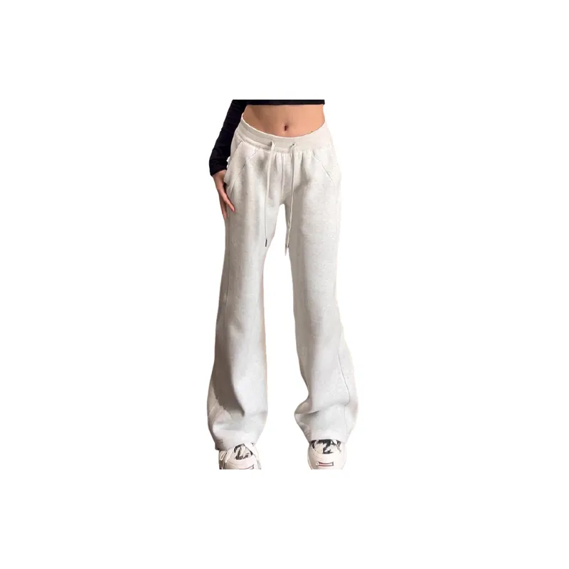 Loose Straight Leg Composite Cotton Casual Pants Women-2