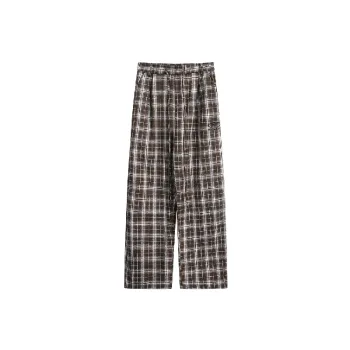Loose Plaid Cotton Blended Fabric Casual Pants Unisex