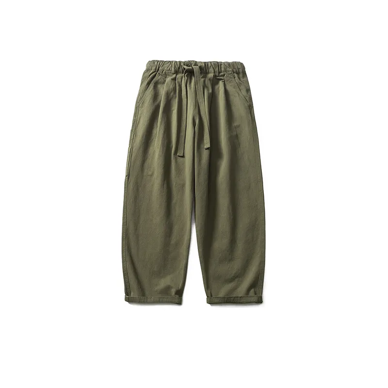 Solid Color Drawstring Casual Pants-2