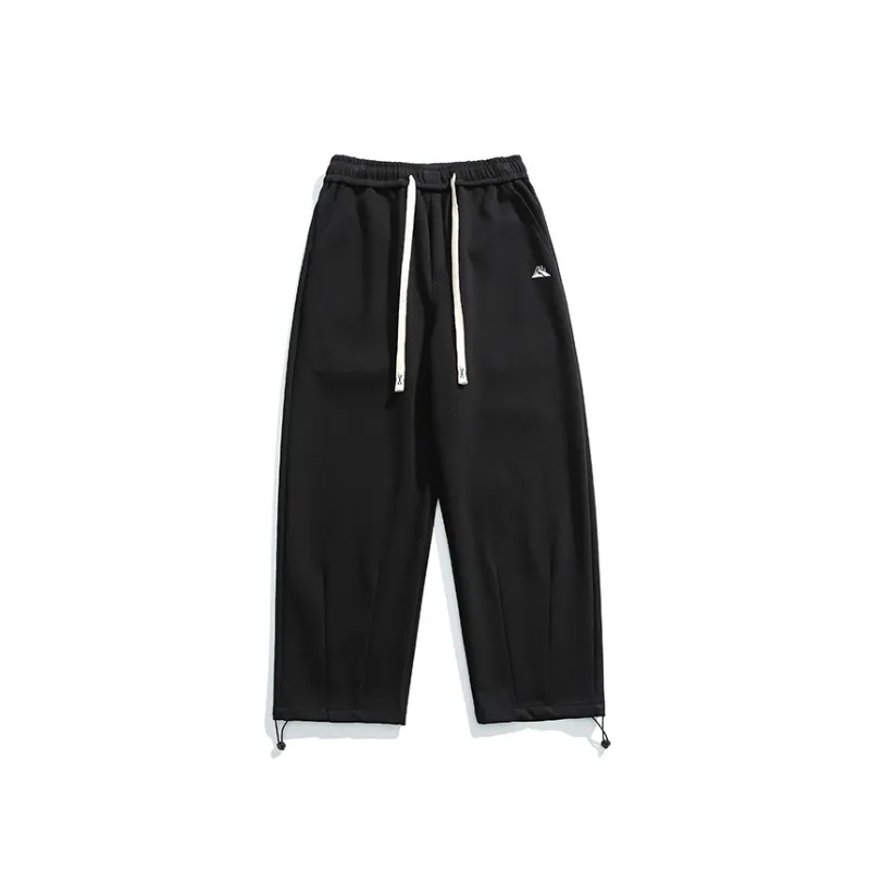 Solid Color Basic Embroidered Casual Pants-4