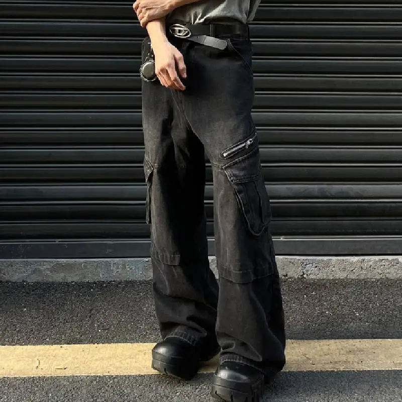 Street Zipper Loose Jeans-3