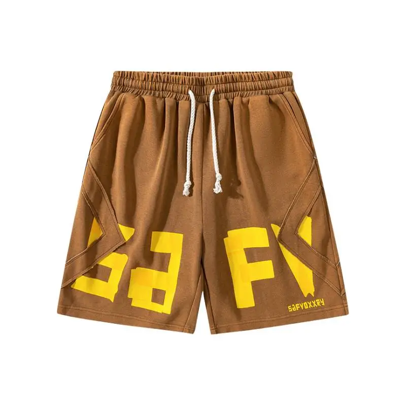 Casual Loose Cotton Polyester Blend Basketball Shorts-0