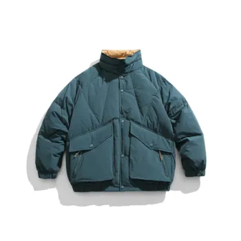 Spliced Large Pocket White Duck Down Jacket