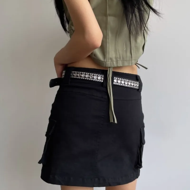 Cool Rhinestone Leather Belt-5