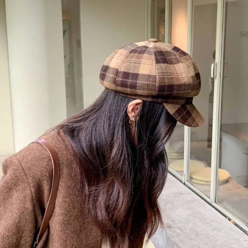 Casual Plaid Beret Women-1