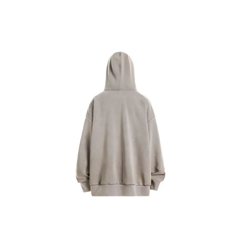 Retro Hip Hop Washed Old Fleece Pearl Decorative Loose Fashionable Sweatshirt-1
