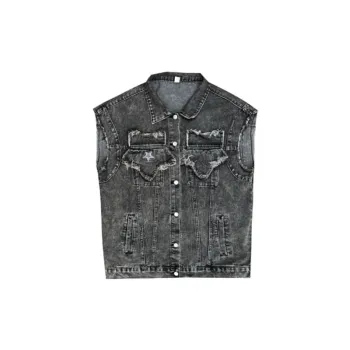 Vibe Rust Loose Design Denim Vest