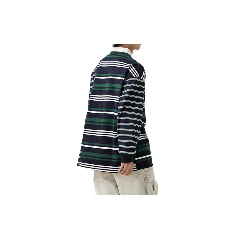 Retro Original Loose Patchwork Striped POLO Shirt-2