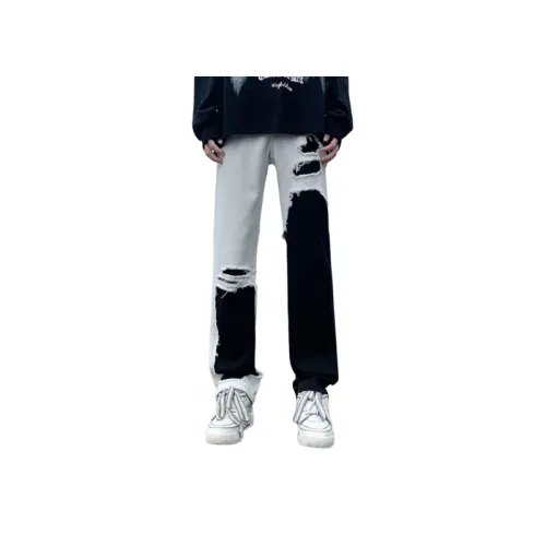 Fake Two-piece Stitched Jeans Cast Pants