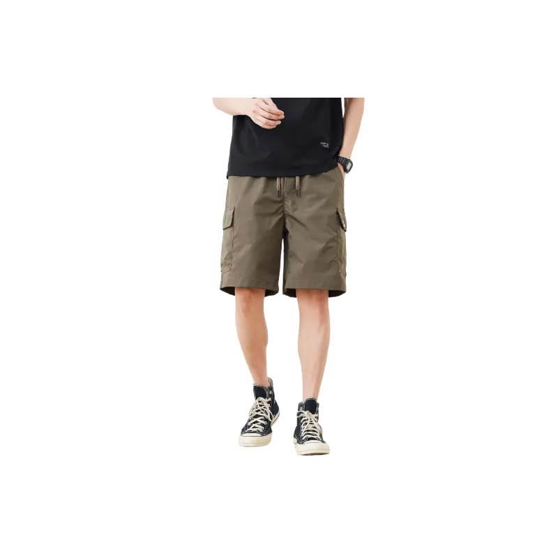 Loose Simple Polyester Cargo Shorts-0
