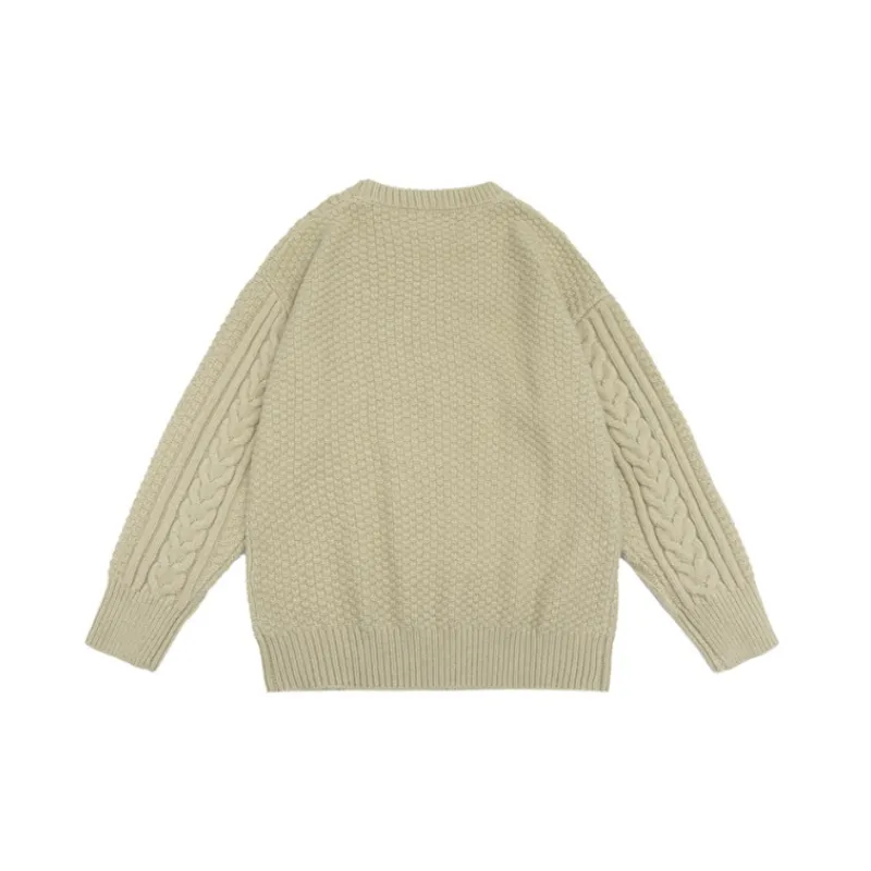Retro Plain Blended Synthetic Fabrics Sweater-5
