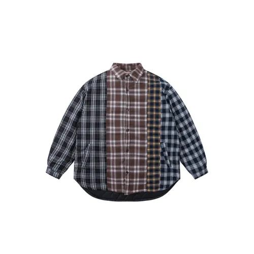 Color-block Plaid Lapel Retro Loose Casual Fashionable Cotton-padded Coat