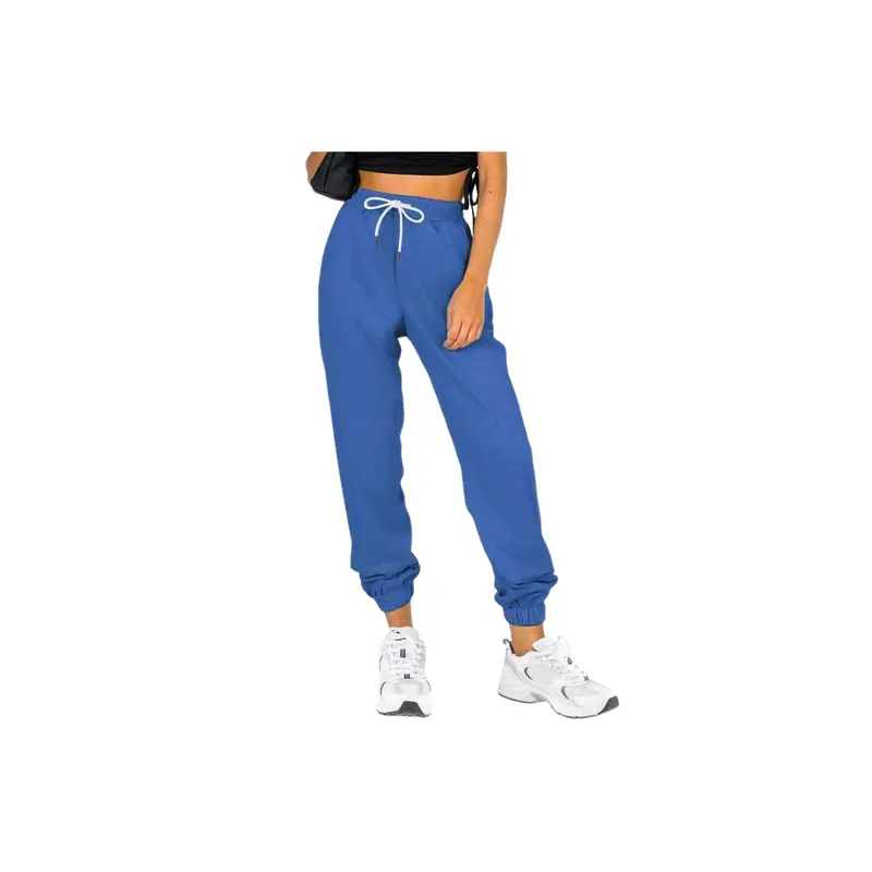 Simple Plain Knitted Fabric Casual Pants Women-1