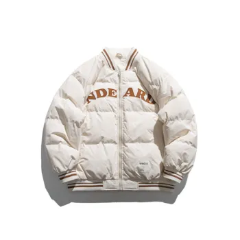 College Style Letter Printed Stand up Collar Cotton Coat
