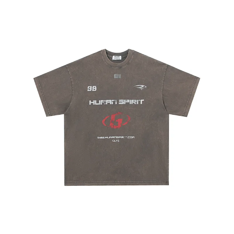 Retro Loose Hip Hop Washed T Shirt-4