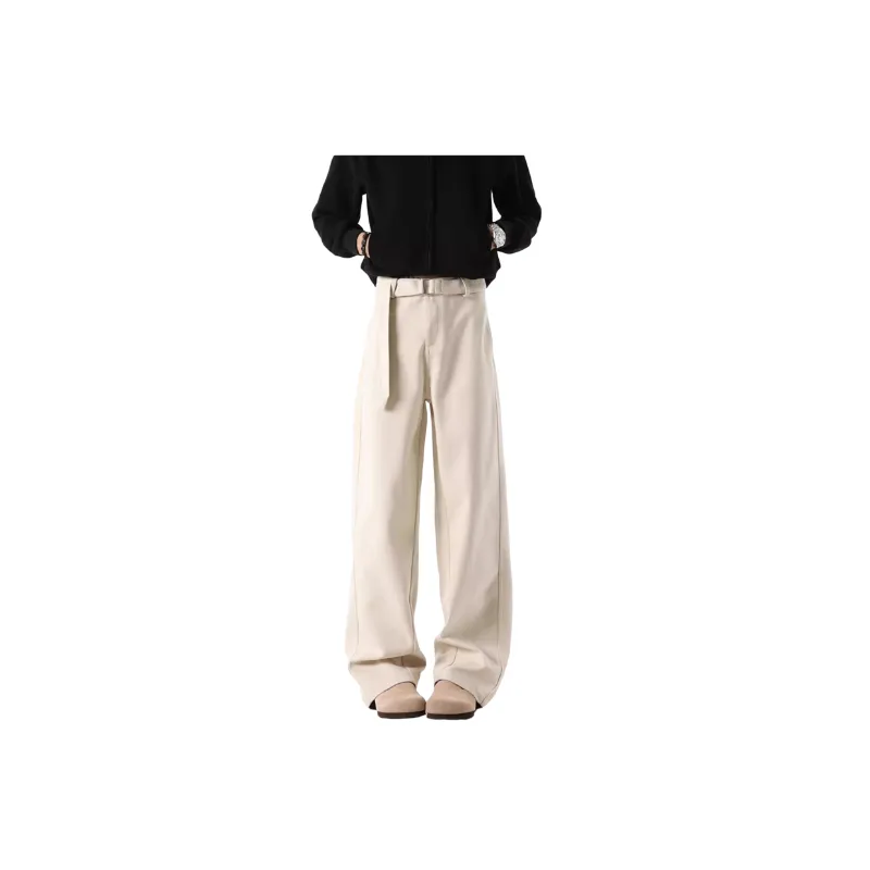 Casual Retro Polyester Suit Trousers-0