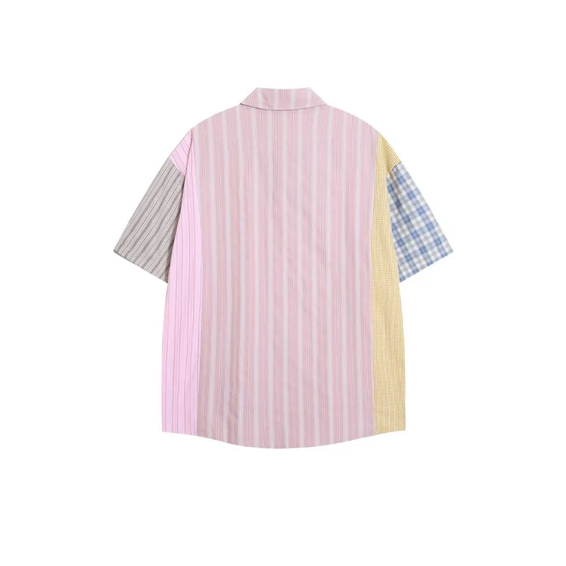 Contrast Color Striped Boy's Summer Shirt-1
