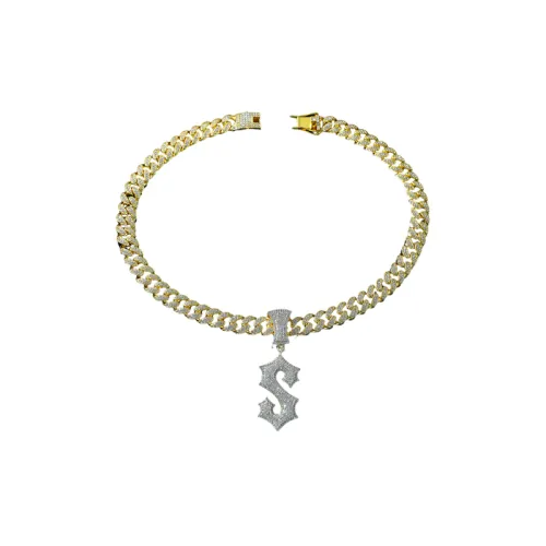 Full Diamond Cuban Letter Pendant Necklace