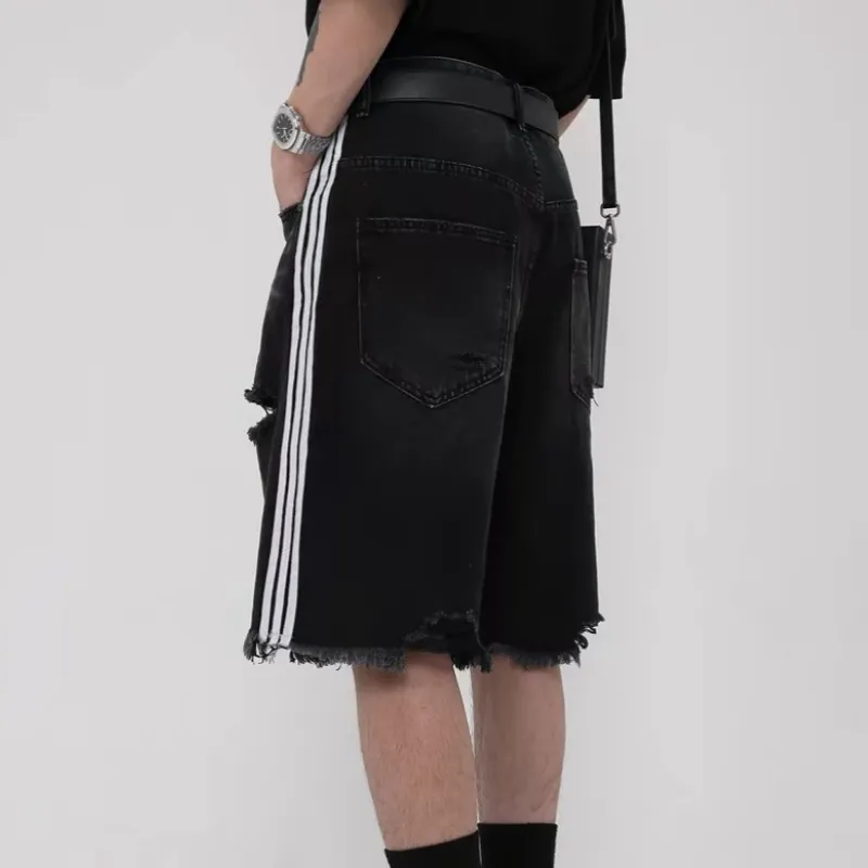 Casual Washed Denim Shorts-2