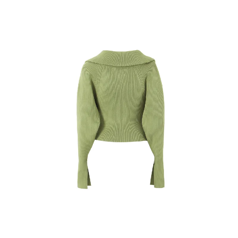 Retro Zipper Knitted Fabric Knitwear Women-2