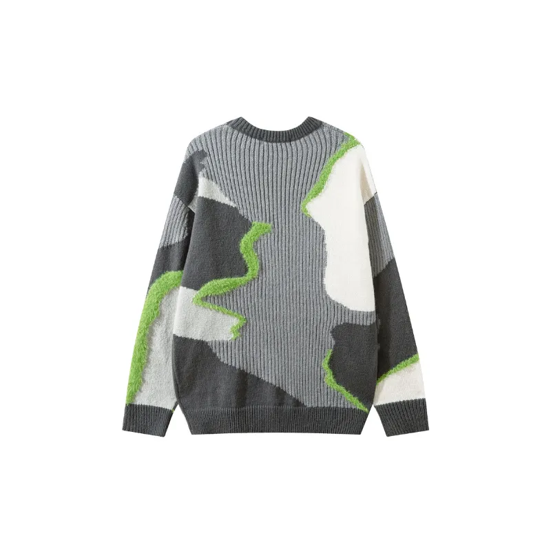 Hip Hop Irregular Stitching Color Blending Sweater-1
