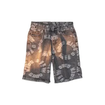 Letter Print Trendy Denim Shorts