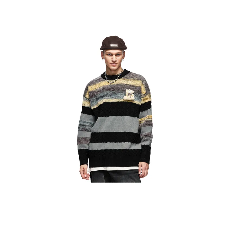 Soft Waxy Stitching Bear Knitted Sweater-2